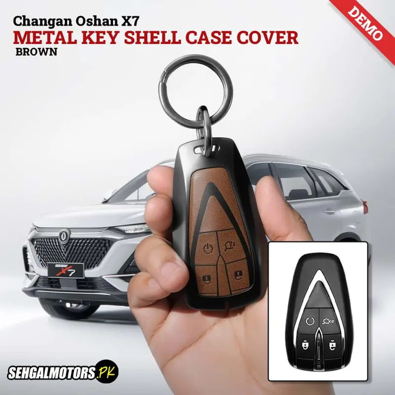 Changan Oshan X7 Brown Leather-Keychain Metal Key Shell (2022–2025) 1