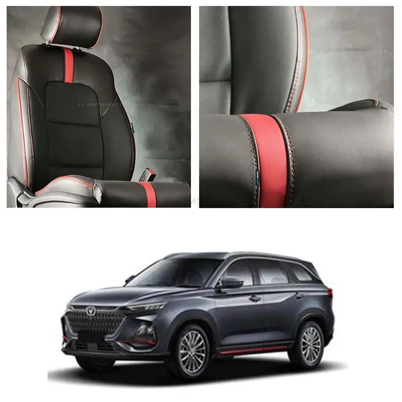 Changan Oshan X7 Type R 5-Piece Seat Covers – Black & Red Sport-Themed Interior (5-Seater, 2022–2025) 1