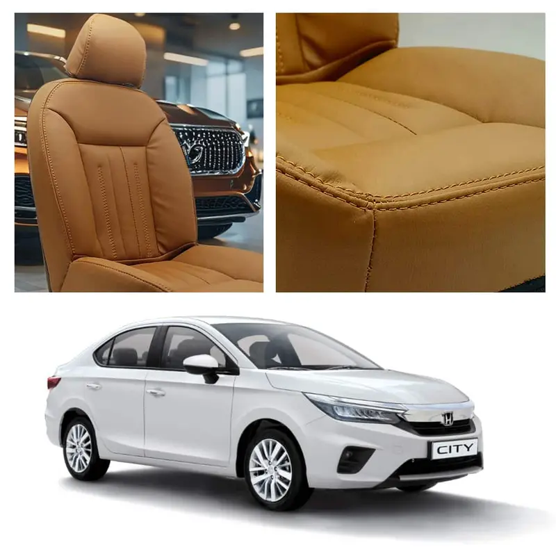 Classic Brown Audi-Inspired Seat Covers For 2008–2021 Honda City 1