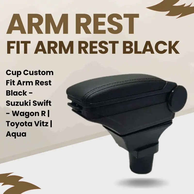 Custom-Fit Cupholder Armrest – Black Maximos Model For Suzuki Swift, Wagon R, Toyota Vitz & Aqua 1