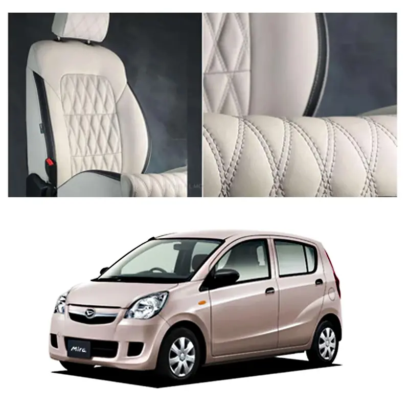 Daihatsu Mira Diamond-Cut Seat Covers – Beige & Black Luxury Interior Trim (2006–2021) 1