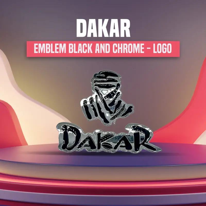 Dakar-Inspired 3D Metal Logo Badge – Black Chrome Finish 1