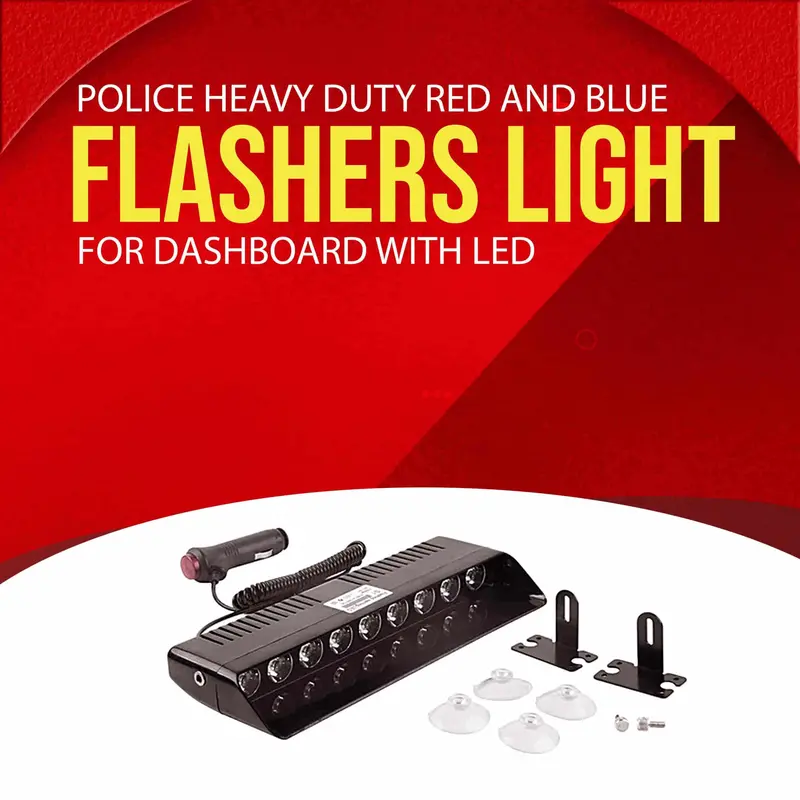 Dashboard-Mount Dual-Color Police Flasher – Robust Led Warning Light 1