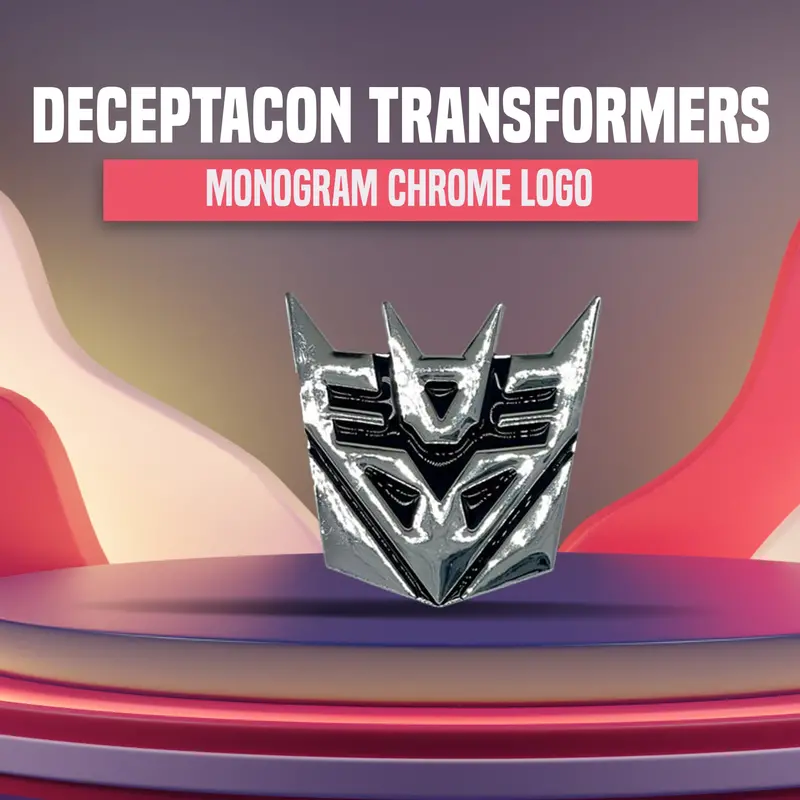 Decepticon-Inspired 3D Metal Emblem – Polished Chrome Finish 1