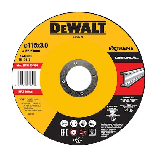 Dewalt 115Mm X 3Mm Metal Cutting Disc – Extreme Durability Diamond-Grade Abrasive – Dx7927-Ae 1