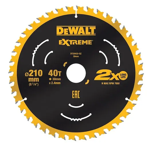 Dewalt 210Mm Circular Saw Blade – 40-Tooth, 2.4Mm Kerf For Dwe7485-Xe Table Saws – Dt20433-Qz 1