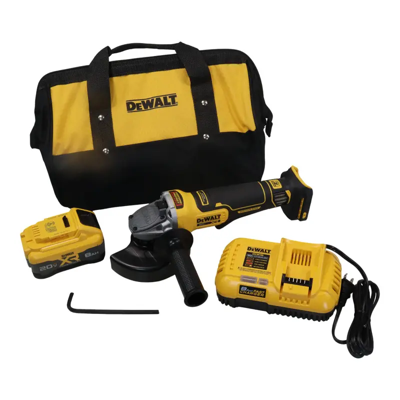 Dewalt Dcg410Ww1 20V Max Cordless 4-1/2" To 5" Angle Grinder Kit With 8.0Ah Battery, Charger & Carry Bag 1