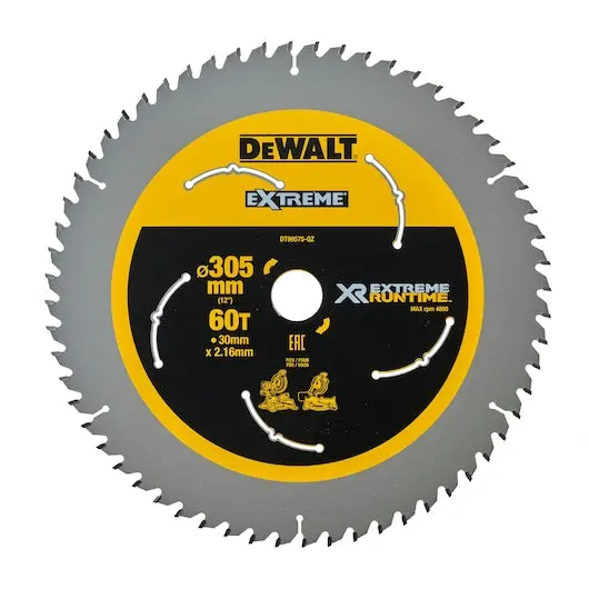 Dewalt Xr Extreme Runtime 305Mm X 60T Circular Saw Blade – Multiple Arbor Sizes (16/20/25/25.4/30Mm) – Dt99575-Qz 1