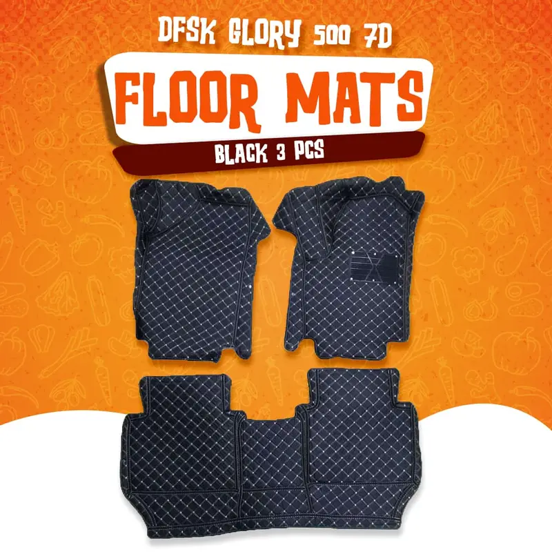 Dfsk Glory 500 7D Floor Mats – Durable Black Tpe Set (3-Piece) 1