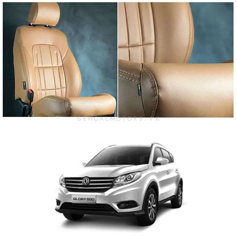Dfsk Glory 580 Premium Seat Covers – Audi-Inspired Brown Fabric, 7-Seater (2020–2025) 1