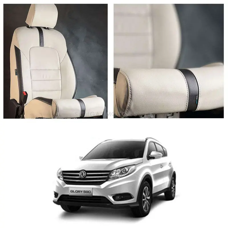 Dfsk Glory 580 Type R Style Seat Covers – Beige/Black Trim, 7-Seater (2020–2025) 1