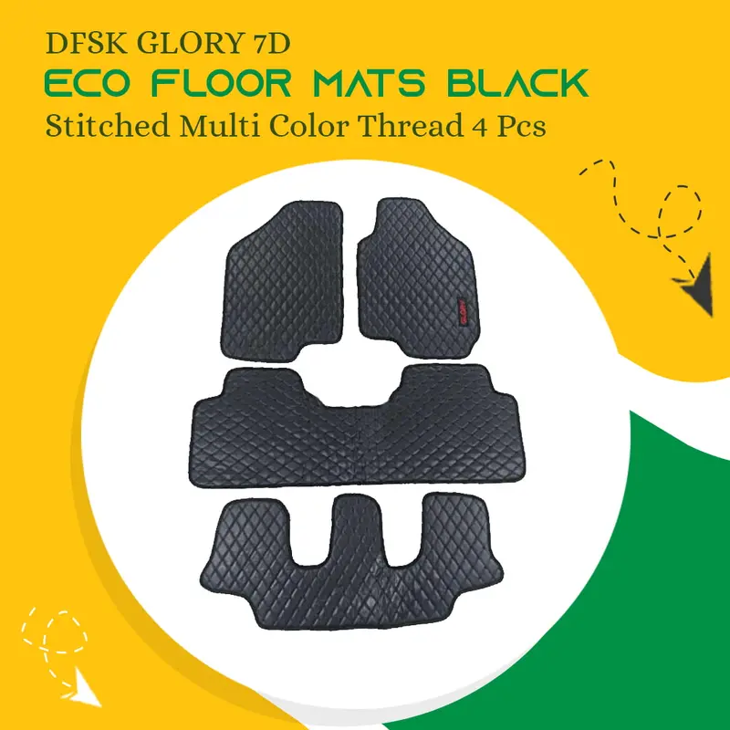 Dfsk Glory 7D Sustainable Floor Mats – Black With Vibrant Thread Accents (4-Piece) 1