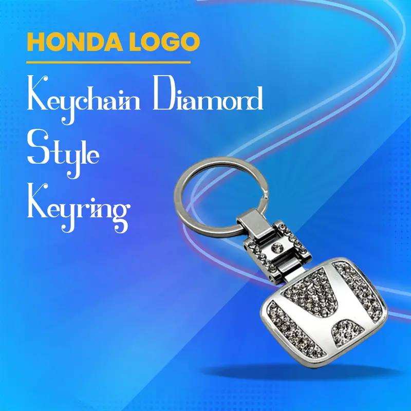 Diamond-Accent Honda Logo Keychain – Durable & Elegant Keyring 1