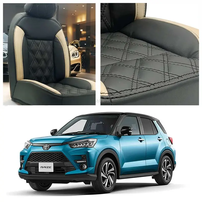 Diamond-Cut Black-And-Beige Seat Covers For Toyota Raize (2024–2025) 1