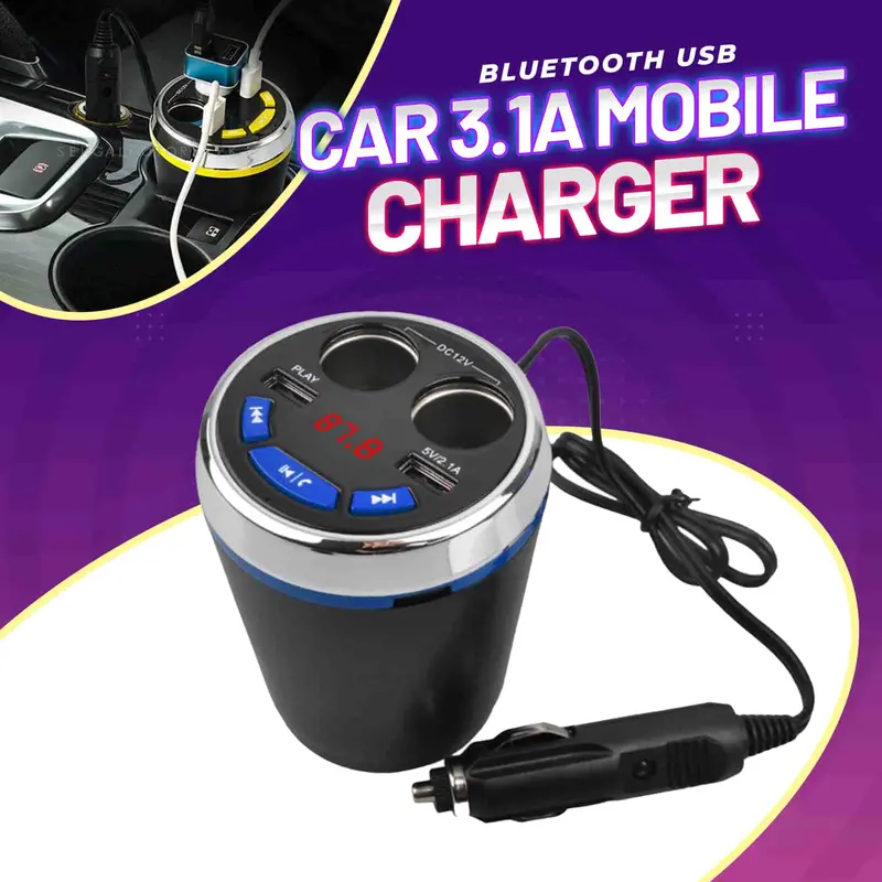Dual-Port 3.1A Car Charger With Bluetooth Fm Transmitter – Cigarette Lighter Adapter With Mp3 Streaming 1