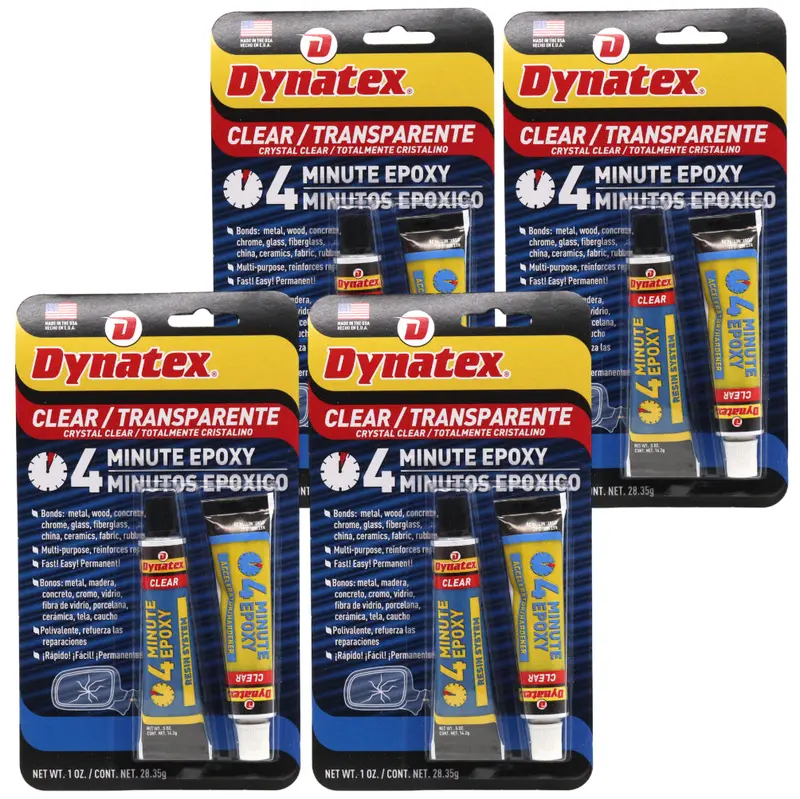 Dynatex 4-Minute Clear Epoxy – 2 Oz, Clear Structural Adhesive With Extended Handling Time (4-Pack) 1