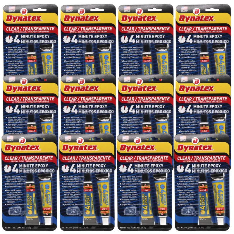 Dynatex 4-Minute Clear Epoxy – 2 Oz, Extended 60-Min Work Time, Machinable Bond For Metal, Wood, Concrete & Glass (12-Pack) 1