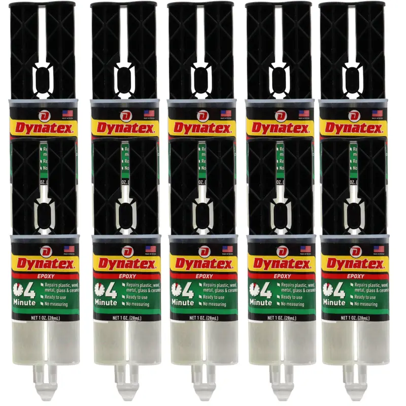 Dynatex 4-Minute Epoxy Adhesive (1 Oz Twin Syringe) – Rapid-Cure Clear Bond For Metal, Ceramic, Glass, Concrete & Wood – 10-Pack 1