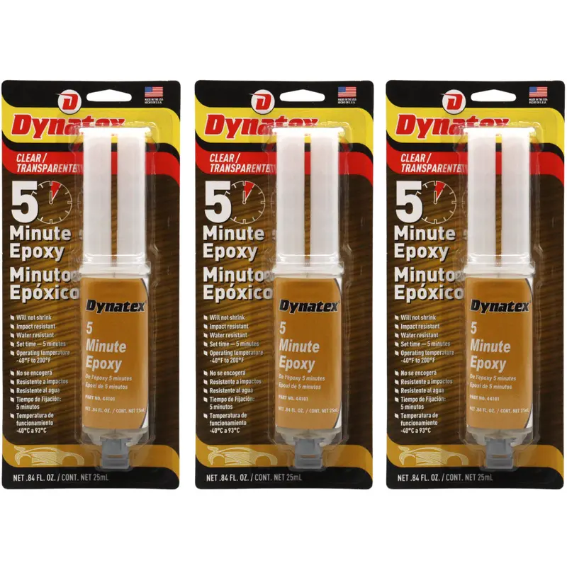 Dynatex 5-Minute Industrial Epoxy – 0.84 Oz Twin Syringe, Efficient On-Demand Bonding For Prototyping & Repairs (3-Pack) 1