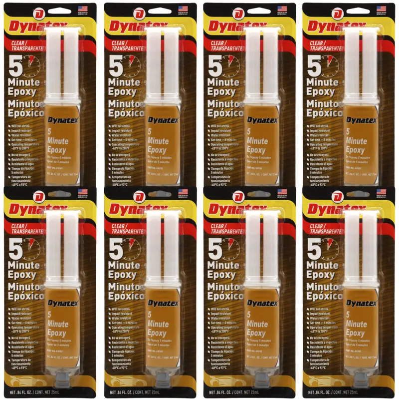 Dynatex 5-Minute Industrial Epoxy – 0.84 Oz Twin Syringe, Quick-Setting Structural Adhesive (8-Pack) 1
