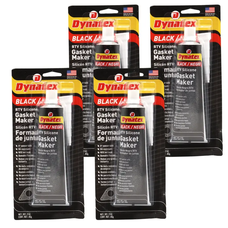Dynatex Black Rtv Sealant – 3 Oz Per Tube, Oxygen Sensor Compatible, 500°F Rated, Durable Against Fluids, Precision-Formulated To Oem Standards, Usa Manufactured (4-Pack) 1