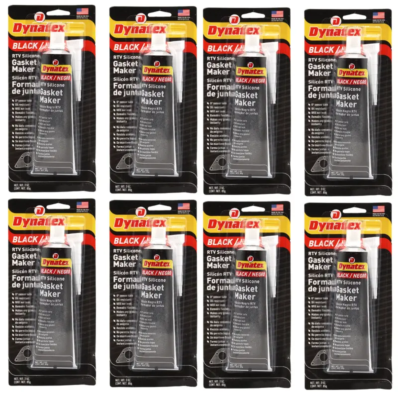 Dynatex Black Rtv Silicone Gasket Maker – 3 Oz Tube (8-Pack), Oxygen Sensor Safe, 500°F Rated Sealant, Oil/Water Resistant, Usa Manufactured 1