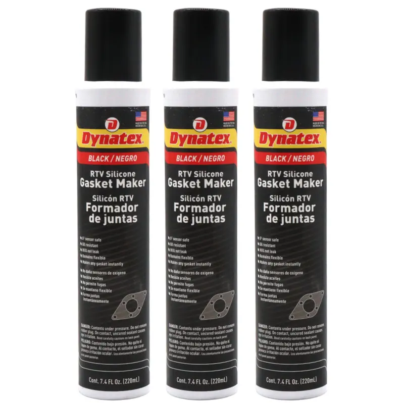 Dynatex Black Rtv Silicone Gasket Maker – 7.4 Oz Aerosol Can (3-Pack), Oxygen Sensor Friendly, 500°F Resistance, Oil & Water Resistant, Usa Manufactured 1