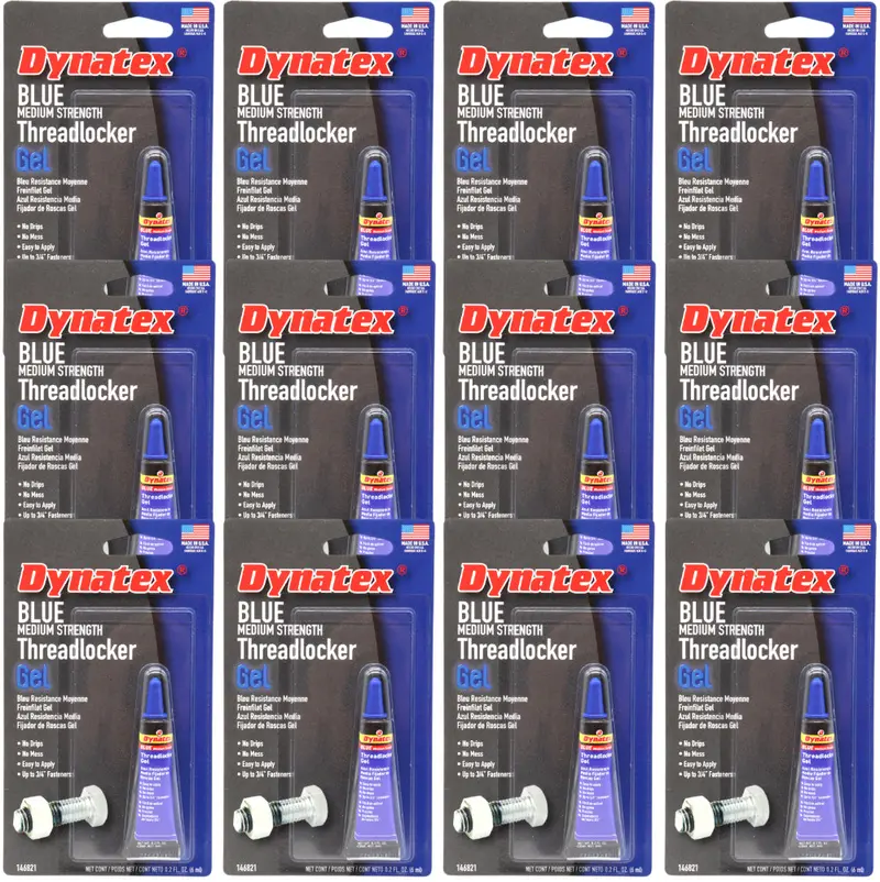 Dynatex Blue Medium-Strength Gel Threadlocker – 0.20 Oz (12-Pack), Removable Anaerobic Formula For Metal Fasteners 1