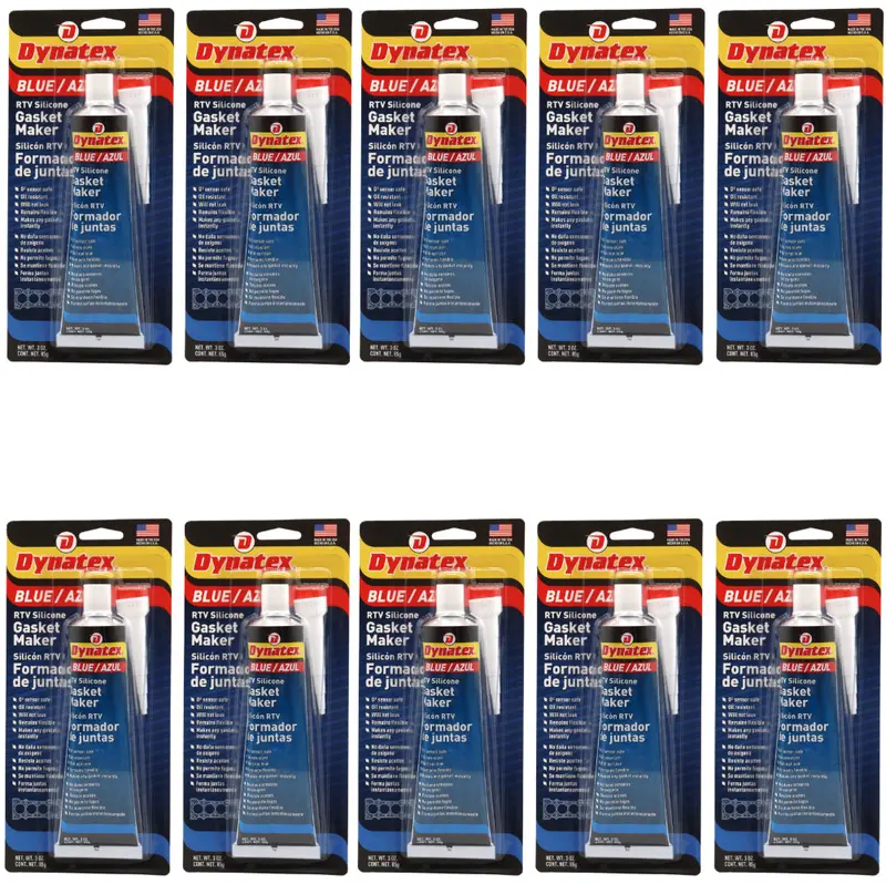 Dynatex Blue Rtv Silicone Gasket Maker – 3 Oz Precision Tube, Oxygen Sensor Safe, Oem-Compliant, Gear Oil & Fluid Resistant, Usa-Made (10-Pack) 1