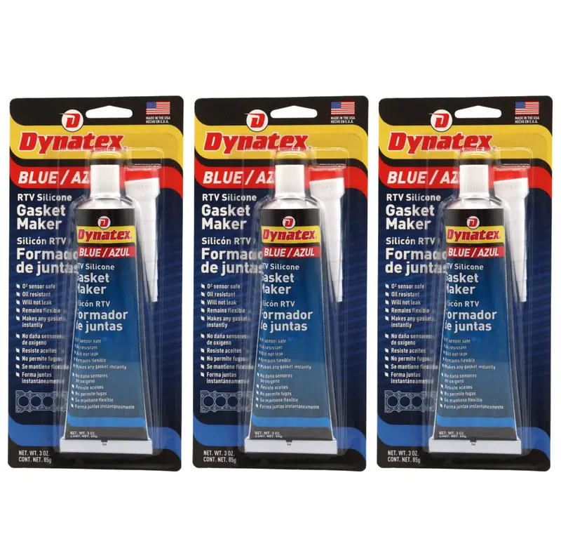 Dynatex Blue Rtv Silicone Gasket Maker – 3 Oz Precision Tube, Oxygen Sensor Safe, Oem-Compliant, Gear Oil & Fluid Resistant, Usa-Made (3-Pack) 1