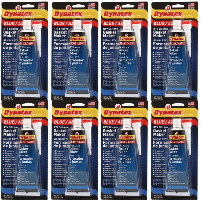 Dynatex Blue Rtv Silicone Gasket Maker – 3 Oz Precision Tube, Oxygen Sensor Safe, Oem-Compliant, Gear Oil & Fluid Resistant, Usa-Made (8-Pack) 1