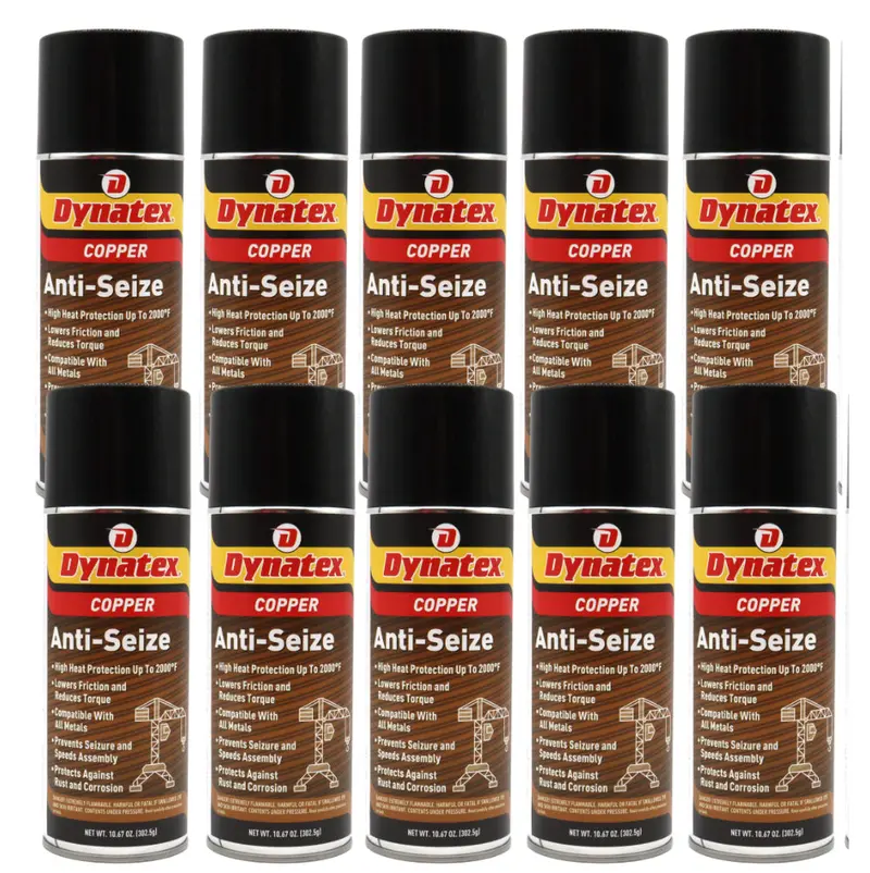Dynatex Copper Anti-Seize Compound – 10.67 Oz Aerosol (10-Pack) – Extreme Heat/Pressure Protection, Prevents Galling, Seizing & Corrosion 1
