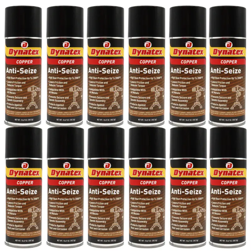 Dynatex Copper Anti-Seize Compound – 10.67 Oz Aerosol (12-Pack) – Extreme Heat/Pressure Protection, Prevents Galling, Seizing & Corrosion 1