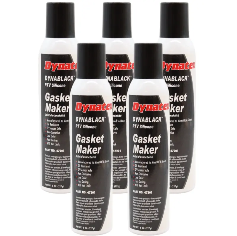 Dynatex Dynablack Rtv Silicone Gasket Maker – 8 Oz Auto Can, 500°F Rated, Non-Corrosive & Odor-Reduced Formula (5-Pack) 1