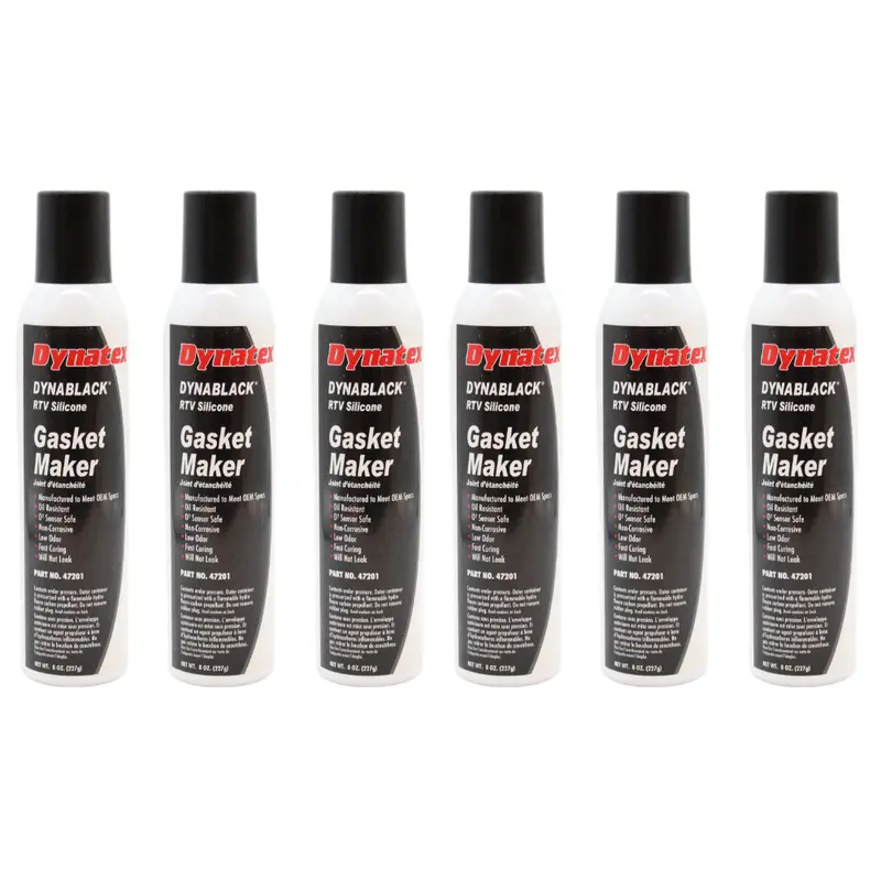 Dynatex Dynablack Rtv Silicone Gasket Maker – 8 Oz Auto Can, High-Temp 500°F, Sensor-Safe & Low-Odor Sealant (6-Pack) 1