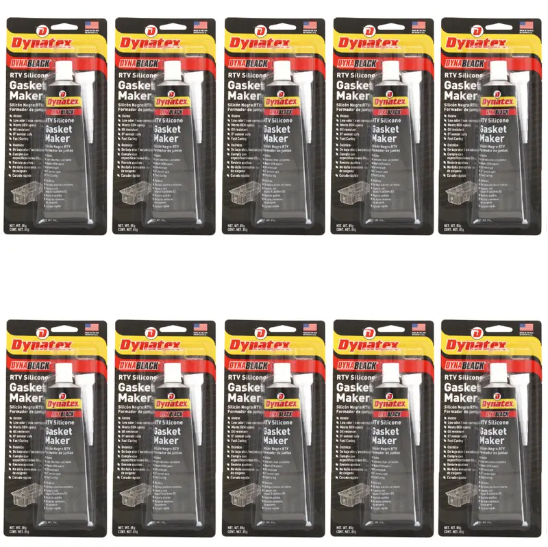 Dynatex Dynablack Rtv Silicone Gasket Maker – 85G Tube, 500°F High-Temp Rtv Sealant, Non-Corrosive & Made In Usa (10-Pack) 1