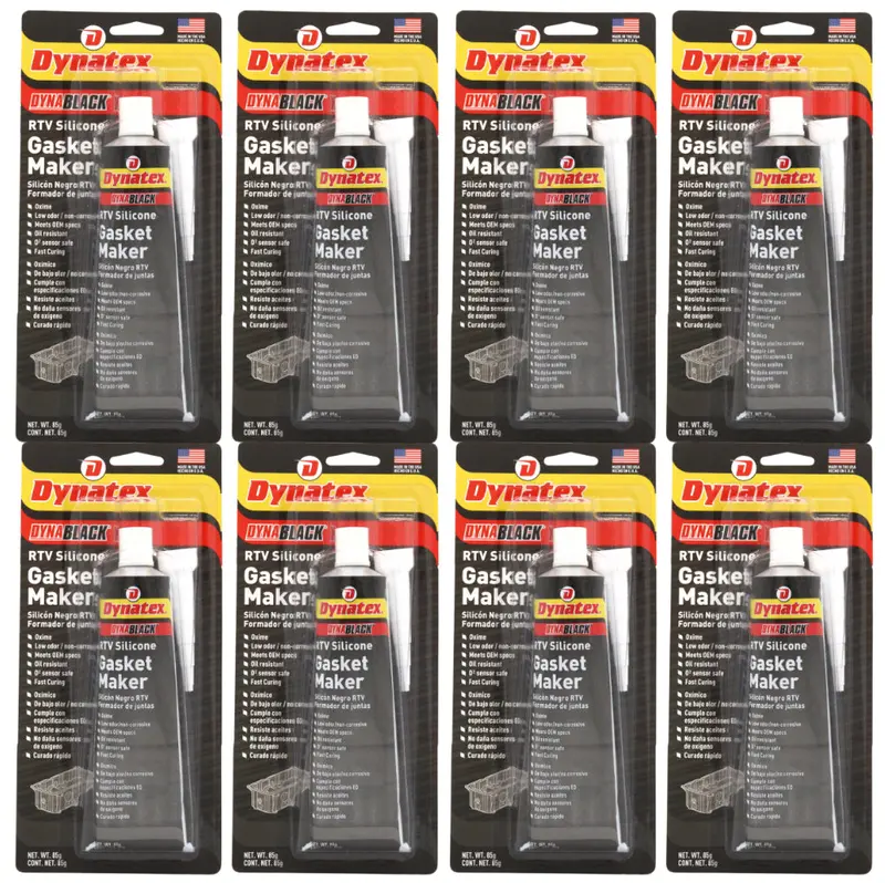 Dynatex Dynablack Rtv Silicone Gasket Maker – 85G Tube, Automotive-Grade Rtv, 500°F Resistant & Low-Odor (8-Pack) 1