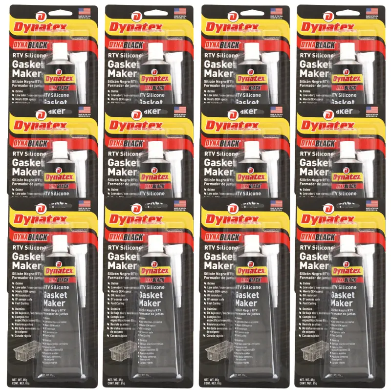 Dynatex Dynablack Rtv Silicone Gasket Maker – 85G Tube, Heat-Resistant To 500°F, Sensor-Safe & Low-Odor Formula (12-Pack) 1