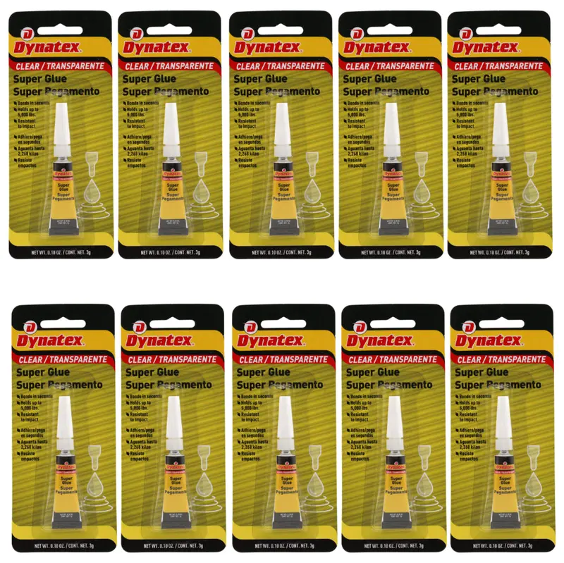 Dynatex Industrial-Strength Super Glue (0.10 Oz) – 5000 Psi, Heat-Resistant, Clear Adhesive For Glass, Metal, Plastic & Rubber (10-Pack) 1