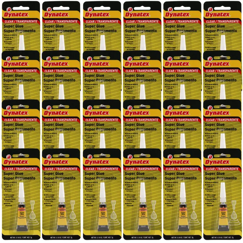Dynatex Industrial-Strength Super Glue (0.10 Oz) – 5000 Psi, Heat-Resistant, Clear Adhesive For Glass, Metal, Plastic & Rubber (24-Pack) 1
