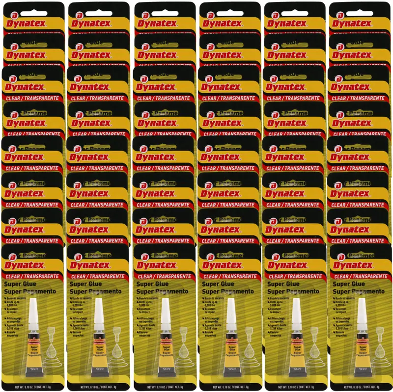Dynatex Industrial-Strength Super Glue (0.10 Oz) – 5000 Psi, Heat-Resistant, Clear Adhesive For Glass, Metal, Plastic & Rubber (48-Pack) 1