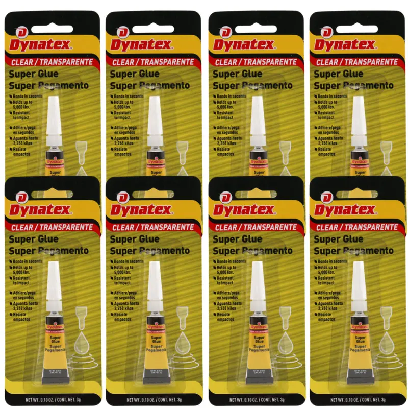 Dynatex Industrial-Strength Super Glue (0.10 Oz) – 5000 Psi, Heat-Resistant, Clear Adhesive For Glass, Metal, Plastic & Rubber (8-Pack) 1