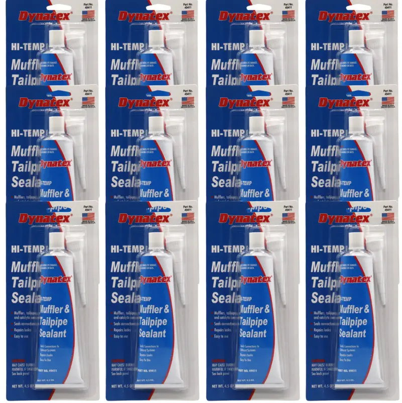 Dynatex Muffler & Tailpipe Heat-Activated Sealant – 4.5 Oz Non-Combustible Tube, Cures With Exhaust Heat To Seal Leaks & Holes (12-Pack) 1