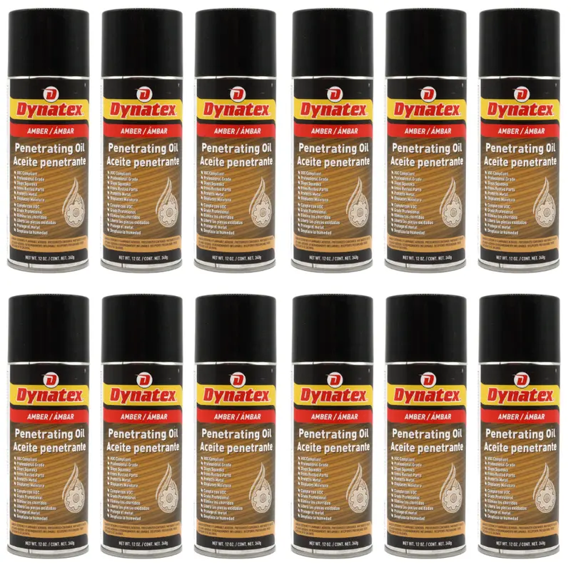 Dynatex Penetrating Oil – 12 Oz Aerosol (12-Pack) – Multi-Surface Rust Loosener, Tool Protector & Lubricant For Metal, Plastic, Rubber 1