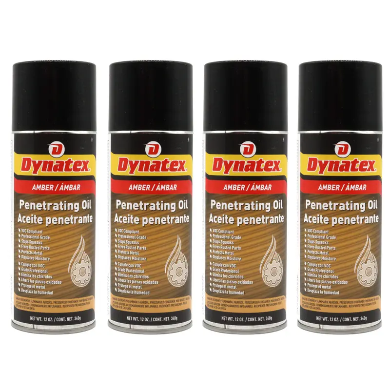 Dynatex Penetrating Oil – 12 Oz Aerosol (4-Pack) – Multi-Surface Rust Loosener, Tool Protector & Lubricant For Metal, Plastic, Rubber 1