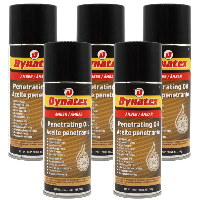 Dynatex Penetrating Oil – 12 Oz Aerosol (5-Pack) – Multi-Surface Rust Loosener, Tool Protector & Lubricant For Metal, Plastic, Rubber 1