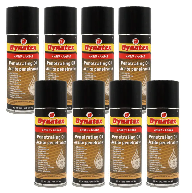 Dynatex Penetrating Oil – 12 Oz Aerosol (8-Pack) – Multi-Surface Rust Loosener, Tool Protector & Lubricant For Metal, Plastic, Rubber 1