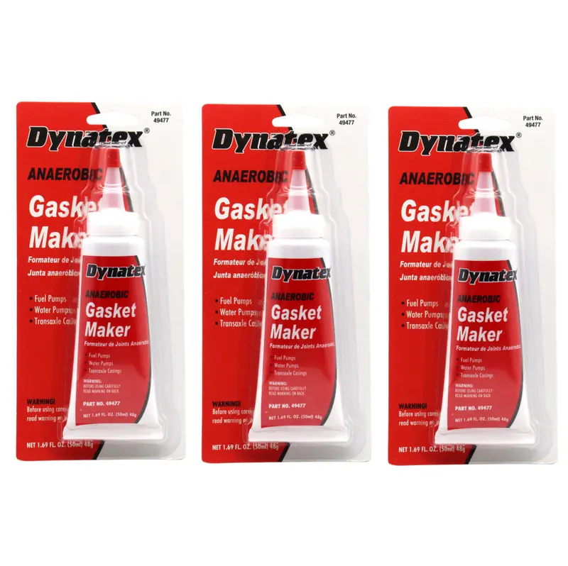 Dynatex Red Anaerobic Gasket Maker – 1.69 Oz Medium-Strength Formula For Rigid Metal Flanges & Joints, Instant Low-Pressure Seal (3-Pack) 1
