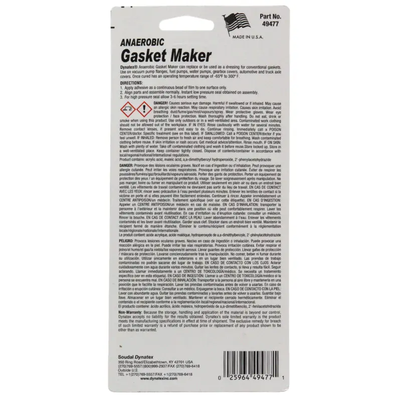 Dynatex Red Anaerobic Gasket Maker – 1.69 Oz Medium-Strength Formula For Rigid Metal Flanges & Joints, Instant Low-Pressure Seal (6-Pack) 2