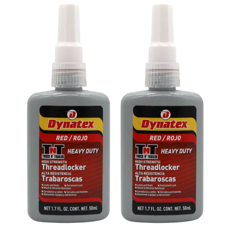 Dynatex Red High-Strength Anaerobic Threadlocker – 1.70 Oz (2-Pack), Solvent-Resistant Permanent Lock For Industrial Fastening 1